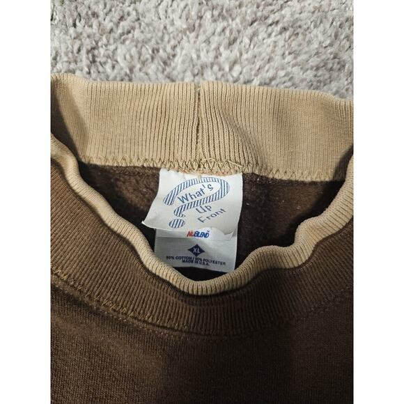 Vintage Grandma Crewneck Sweatshirt Sz XL Butterfly Flowers Double Collar Brown - Picture 3 of 6
